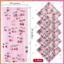 5 Pcs Pink Cherry Pattern Tulle Table Runner 29x70 Inch Transparent Lace Decoration Tablecloth for Family Birthday Wedding Party Decorations Home Kitchen Table Decor (Cherry)