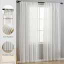 Farmhouse Curtains Natural Linen Blended Country Style for Living Room (Off White, W40 x L54)