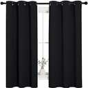 NICETOWN Halloween Pitch Black Solid Thermal Insulated Grommet Blackout Curtains/Drapes for Bedroom Window (2 Panels, 42 inches Wide by 63 inches Long, Black)