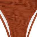 ZAFUL Women Strapless Textured Bandeau Bikini 2 Piece Swimwear Cheeky Solid Lace up Bathing Suits (Brown, M)