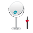1X/ 30X Magnifying Mirror, Makeup Mirror with Tweezer, Double Sided Round Vanity Tabletop Mirror, 360° Rotation Portable for Dressing Table Desk Bathroom Bedroom Travel, Clear