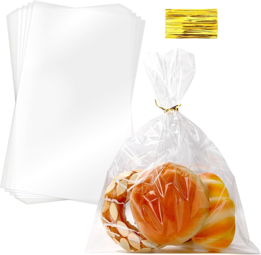 eowqeiur Christmas Gift Bags(9x12 Inch) 120 PCS Large Clear Plastic Cellophane Bags for Treat Goodie Candy Cookie Goody Clothes Pouches Holiday Birthday Party Favors Supplies Wrapping Packaging