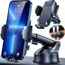 HTU 【98+LBS Strongest Suction & Military-Grade】 Ultimate Car Phone Mount【Patent & Safety Certs】 Cell Phone Holder Truck Stand for Dashboard Windshield Vent for iPhone 17 Pro Max 16 15 Samsung (Black)