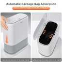 funest Bathroom Trash Can, 3.3 Gallon Slim Trash Can with Lid, Adsorption Garbage Can with Press-Top Lid, Small White Narrow Plastic Trash Bin for Bathroom, Office, Bedroom, Living Room