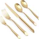 Gold 20-Piece Silverware Set with Handle, Stainless Steel Flatware Set, Cutlery Set Mirror Polished, Dishwasher Safe, Service for 4