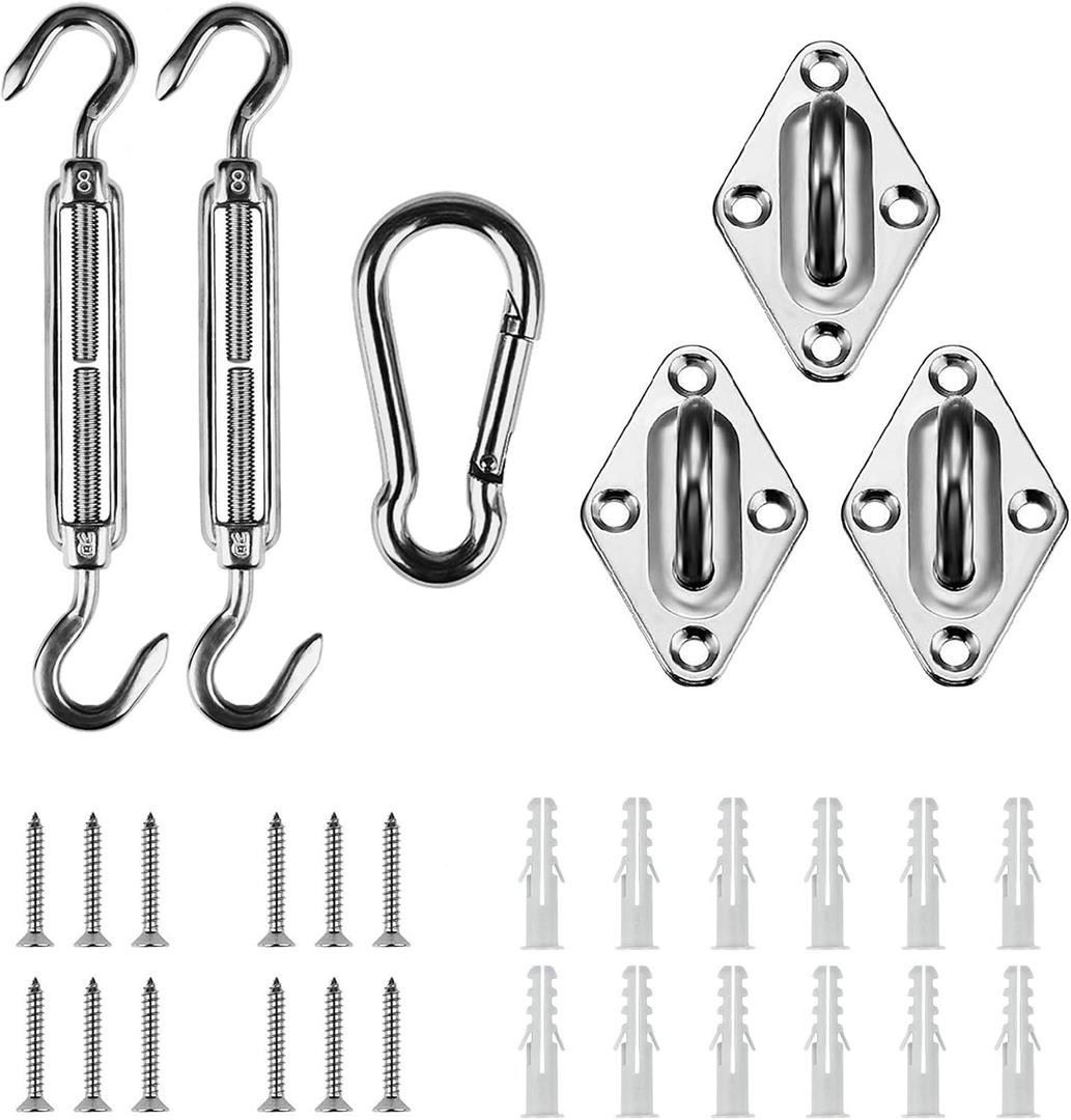 Artpuch Sun Shade Sail Hardware Kit 6 Inch for Triangle Sun Shade Sail Outdoor Installation 304 Stainless Steel
