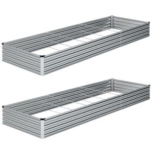 ZUNUDA 10×3×1FT(2PCS) Galvanized Raised Garden Bed Kit Metal Planter Boxes,Large Outdoor Planters Garden for Planting Vegetables,Flowers,Herbs -Silver