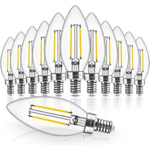 Hizashi E12 Candelabra Bulb 60 watt Equivalent, Dimmable Chandelier LED Light Bulbs Soft White 3000K, 90+CRI 6W 550LM B10 LED Candle Bulb, Candelabra Base, UL Listed, 12 Pack