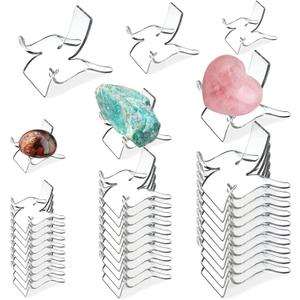 (36 PCS 3 Size Display Stand,Acrylic Rock Display Stands,Clear Display Easel Stands Pedestal for Crystal Geodes Rock Mineral Agate Fossil Coral Crystal/Gemstone Small Collectibles Display Stands