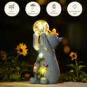 Solar Cat Outdoor Garden Statues : Outside Decor with Lights Clearance for Yard Art Lawn Ornaments Porch Patio Balcony Home House - Birthday Gifts for Grandma Mom Women (Gray)