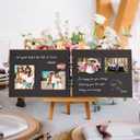 Creawoo 11 Mr&Mrs Wooden Guest Book Album Memory Keepsake for Wedding Anniversary Birthday with 80 Pages Blank Black Cardstocks - Available at Least 160 Pictures