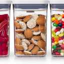 OXO Good Grips 3-PC Small Square Short POP Container Set, White,Grey