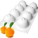 OCPO KITCHEN Orange Silicone Mold for Baking Mousse Cake, Chocolate, Fruit Dessert, Pudding, Jelly, Ice Cream Mould, Cake Decoration Mold, Non-Stick and Easy Release, 3D Orange Shape (8-Cavity)