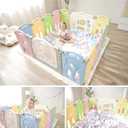 Fortella Cloud Castle Foldable Playpen, Baby Safety Play Yard with Writing Whiteboard and Activity Wall, Pack and Play for Toddlers 1-3, Indoors or Outdoors (Multicolor 14 Panel)