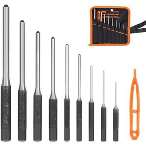 HORUSDY 9 Pieces Roll Pin Punch Set, Removing Repair Tool with Holder for Automotive, Watch Repair, Jewelry and Craft