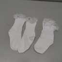 2 Pairs White Frilly Lace Socks With Bows for Women and Girls - Super Soft Anklet Socks for School