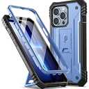 Poetic Revolution Series Case for iPhone 13 Pro 6.1 inch (2021 Release), Full-Body Rugged Dual-Layer Shockproof Protective Cover with Kickstand and Built-in-Screen Protector, Blue