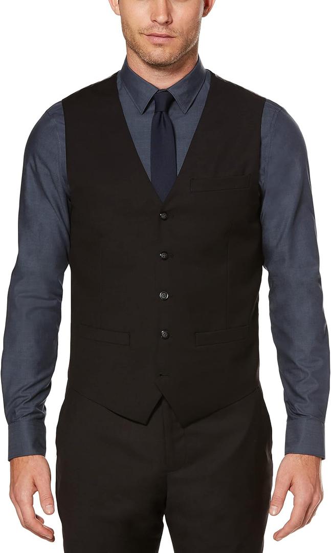 Perry Ellis mens Solid Stretch Suit Vest (X-Large, Black) Perry Ellis mens Solid Stretch Suit Vest (X-Large, Black)