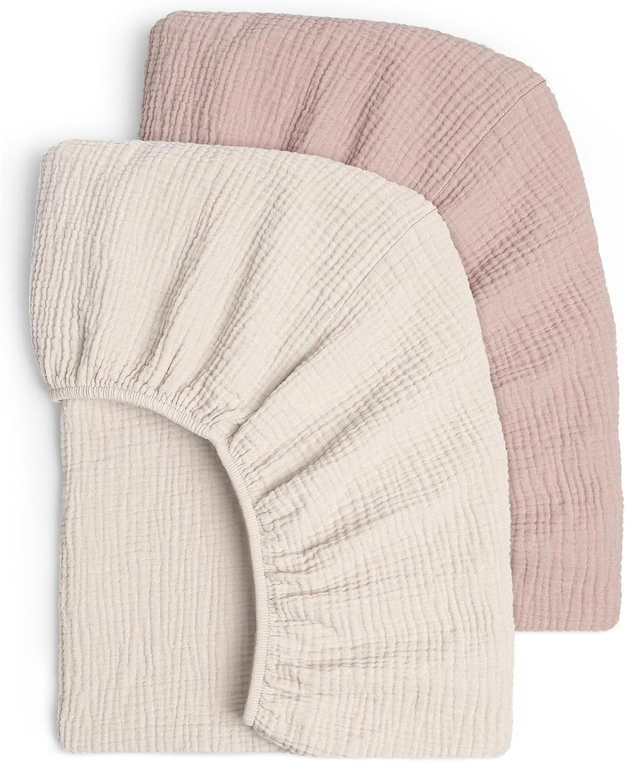 Lulu moon Muslin Crib Sheets - Fitted Crib Mattress Sheets for Boys and Girl - 28"x 52", 2 Pack