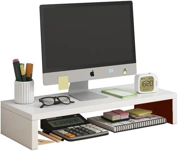 Monitor Stand for Desk, Wooden Computer Monitor Riser, Desktop Monitor Stand, Laptop Stand for Home Office, Study Desk, White,19 Inches, Single layer