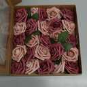 Ling's moment Artificial Flowers, 25Pcs 3" Roses in Burgundy Mauve Shades, Realistic DIY Foam Floral Fill for Wedding Bouquets/Centerpieces, Outdoor Party Backdrops, Room/Table, and Pot Decorations