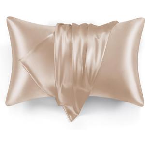 Love's cabin Satin Pillowcase Set of 2 Queen Size 20x30, Cooling Pillow Covers for Hair and Skin, Silky Smooth with Envelope Closure, Similar to Silk, Taupe