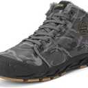 Jakcuz Men Snow Boots Water Resistant Non-slip Winter Shoes with Fuzz Lined Warm High Top Boots for Men (11, Grey)