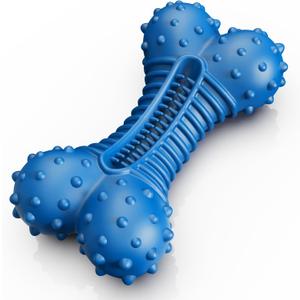 Dog Toys for Aggressive Chewers, Indestructible Chew Toys for Medium Large Dogs,Durable Rubber Dog Bones with Beef Flavor, Tough Dental Toy for Boredom Relief (blue-1)