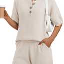LILLUSORY Womens Summer Knit Matching Lounge Set 2 Piece Outfits, S