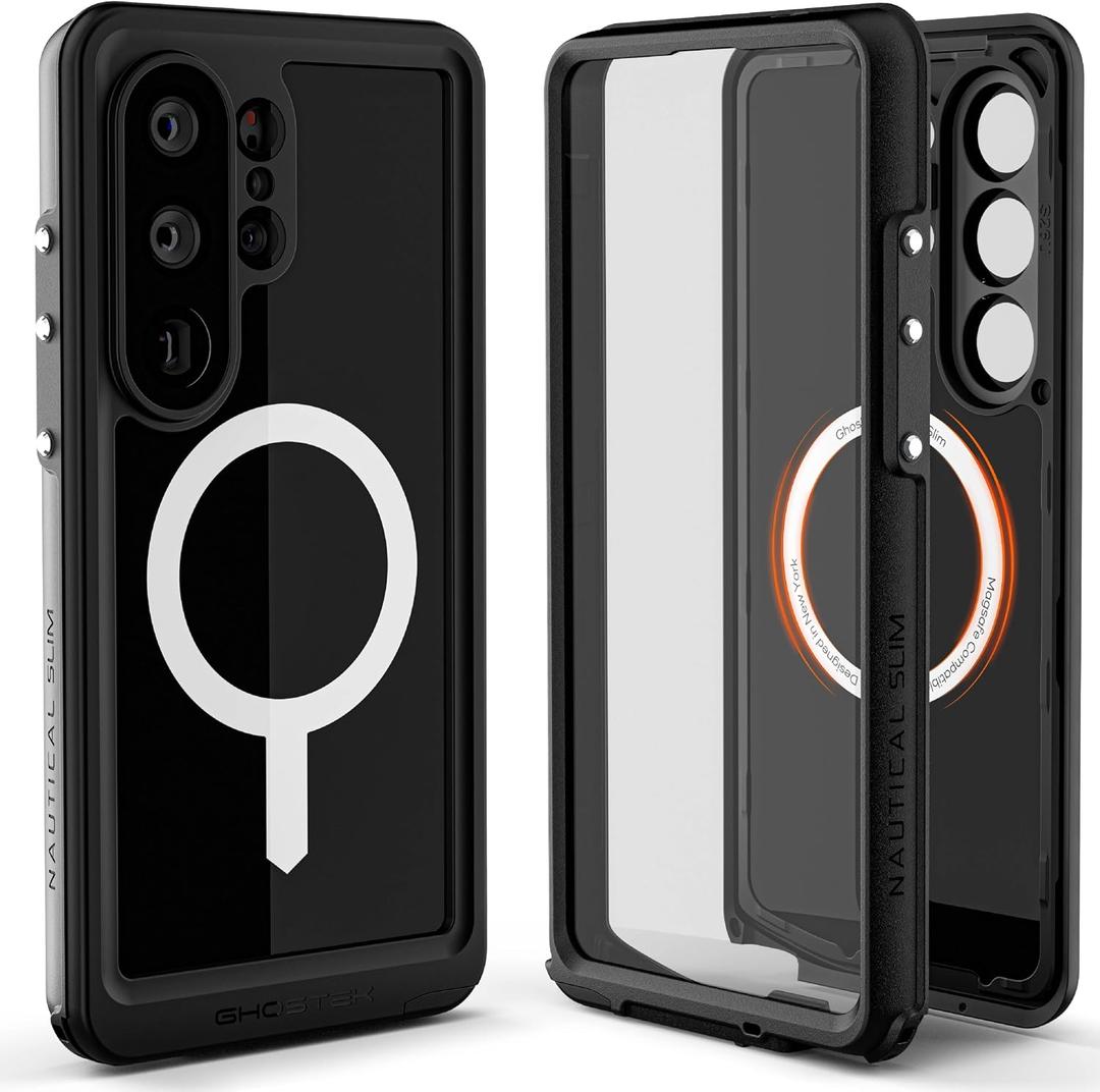 Ghostek Nautical Slim Galaxy S26 Ultra Waterproof Case Rugged with Screen Protector, Camera Lens Cover and Magnetic MagSafe Compatible with Samsung S26 Ultra 2026 (6.9") (Black)