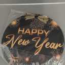 Moucuny Happy New Year Front Door Sign Black Gold Wreaths New Year Wooden Hanging Welcome Door Hanger Sign Farmhouse Decor for Home Front Porch Decor 