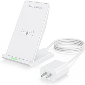 Wireless Phone Charger Stand,15W Fast Android Wireless Charger Station for iPhone 17/17 Air/17 Pro Max/15/14/13, 15W Fast Charging for Samsung Galaxy S23 S22 S21 with 20W USB C Charging Block Adapter