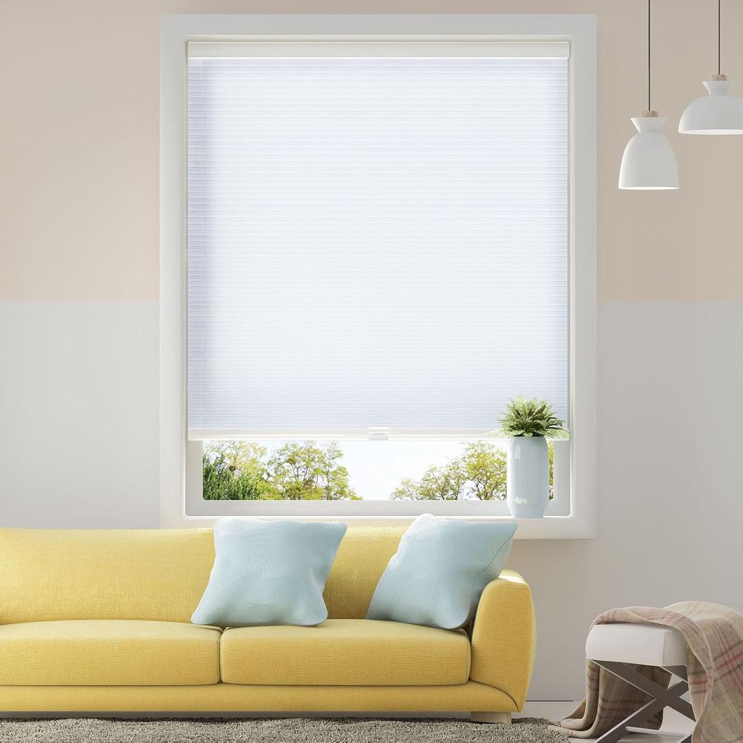 Cordless Light Filtering Cellular Shade, 33" Wide x 38" Long, White(Light Filtering) (33"W x 38"H)