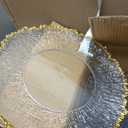 ejonirinjonir 50 Gold Trim Clear Charger Plates for Weddings 13" | Durable Plastic Charger Plates.Ideal for Holiday Tables.Easy to Clean Disposable Chargers or Hand Wash Reusable., 50pcs