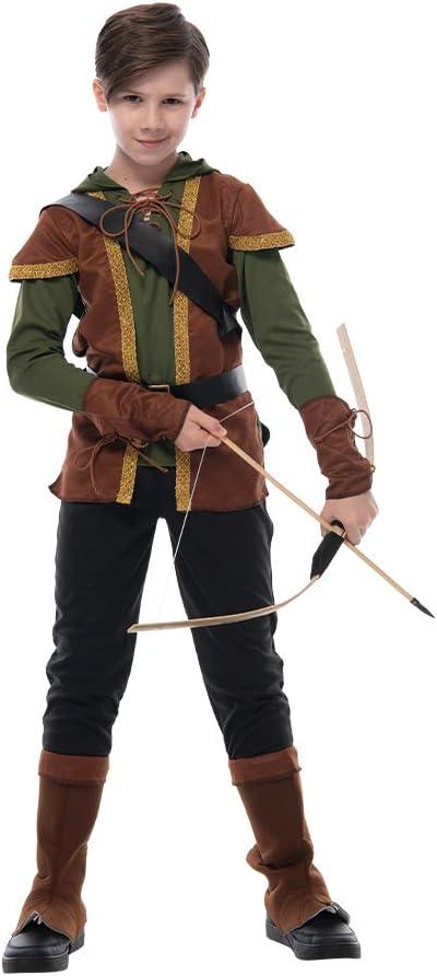 EraSpooky Boys Robin Hood Archer Costume Kids Forest Hunter Halloween Outfits (Large)