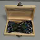 RBOCOTT Handmade Feather Pre-tied Bow tie and Brooch Sets for Men