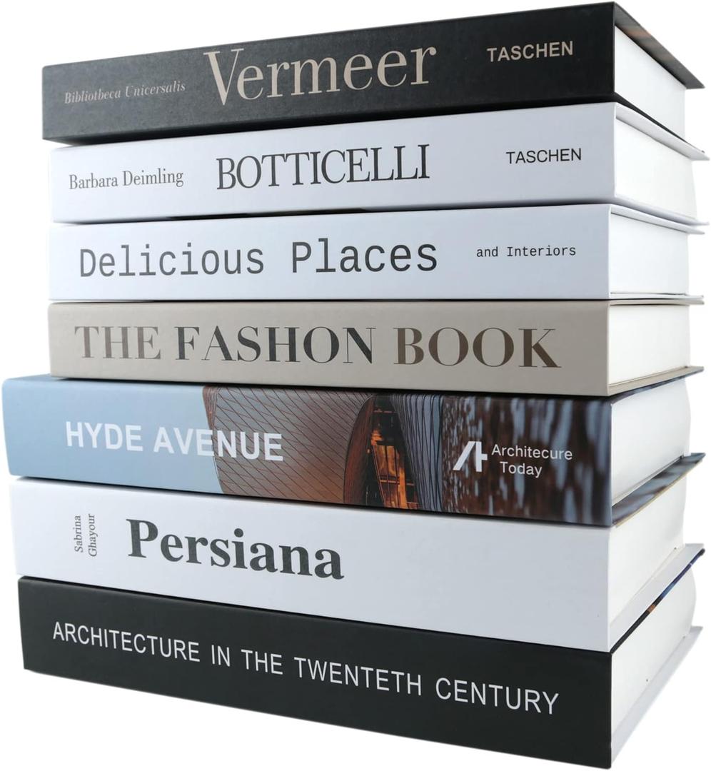 PTShadow 7 Pcs Decorative Books for Home dcor,Black and whiteshelf Decor Accents Library dcor for Home Sweet Stacked Books