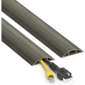 Floor Cord Cover 4ft, Gray Oak Wood Wire Hider Hide Extension Cords, Floor Cable Management Cover, PVC Cable Protector Cord Cavity W0.6in x H0.32in