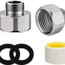 1/2 Female to 3/8 Male Adapter, Brass Water Line Adapter Reducer for Kitchen/Bathroom Faucet Supply Lines, Leak-Proof compression pipe fitting Connector with Rubber Washers & PTFE Tape2-PCS