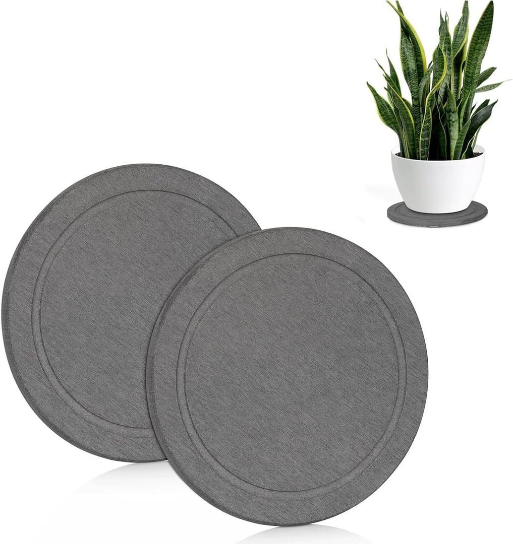 Stone Plant Saucers, 2-Pack Round Flower Pot Saucers, 11.8"x11.8" | Quick-Drying, Indoor Stone Mat Plant Tray, Diatomaceous Earth Drip TraysUltra-Absorbent & Non-Slip for Potted Plants