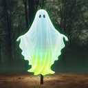 2 x Halloween Decorations Outdoor,Fluorescence Ghost Silhouette Halloween Stakes,Decorative Garden Stakes with Ghost Design Metal Yard Decorations for Outside,