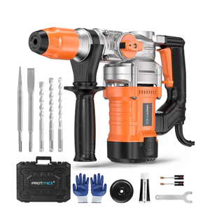 1-1/4 Inch SDS-Plus 13 Amp Heavy Duty Rotary Hammer Drill with Safety Clutch 3 Functions, Vibration Control, for Floor Tile Removal, Concrete Breaker, Including Grease, Chisels & Drill Bits