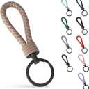 SERASAR Keychain Leather with Stainless Steel Key-rings - Additional Rings for Small Keys Ideal Cars, Motorcycles, Bicycles and House Gift-box Men Women