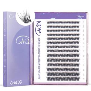 GAQQI Lash Clusters, Eyelash Clusters C Curve Cluster Lashes 168PCS 10-16MM, Wispy Individual Lashes Natural Cluster Eyelash Extensions (GQ03, C, 10-16mm)