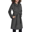 DKNY Women's Belted Trench Coat With Hood – Lightweight Water-resistant Long Jacket (EXP 02/26/26) Medium