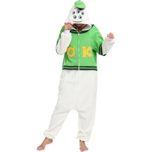 LABULA Unisex Adult Onesie Animal Pajamas Halloween Cosplay Sleepwear (Small, 97whitegreen)