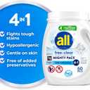 All Mighty Pacs Laundry Detergent, Free Clear for Sensitive Skin, Tub, 60 Count