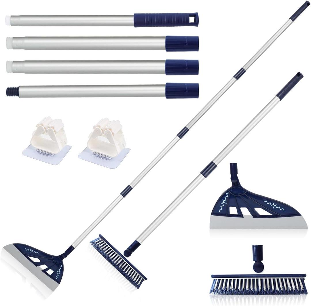 Magic Air Silicone Broom Sweeper, Multifunction Silicone Broom, Household Squeegee for Floor Cleaning, Bathroom, pet Hair, Blue Dog Brush Set (Blue)