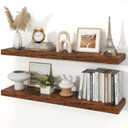 Floating Shelves for Wall, 9.3" Deep Wall Mounted Wood Shelves for Bathroom, Bedroom, Living Room, Kitchen, Hanging Shelf for Books/Storage/Room Decor (Brown, 40") (40" Set of 2)