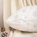 FUTEI Christmas Snowflakes White Throw Pillow Covers 18x18 inch Set of 2,Soft Decorative Cushion Cases,Home Decor for Couch Bed Living Room